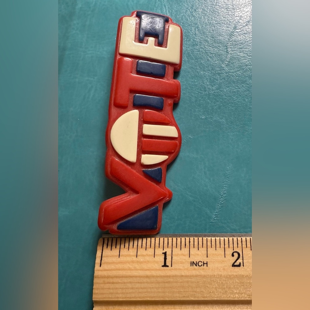 Vintage Mid-Century Lucite Red, White, and Blue 'Vote' Brooch - Picture 4 of 5